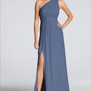 Size 16/18 Steel Blue one shoulder chiffon dress